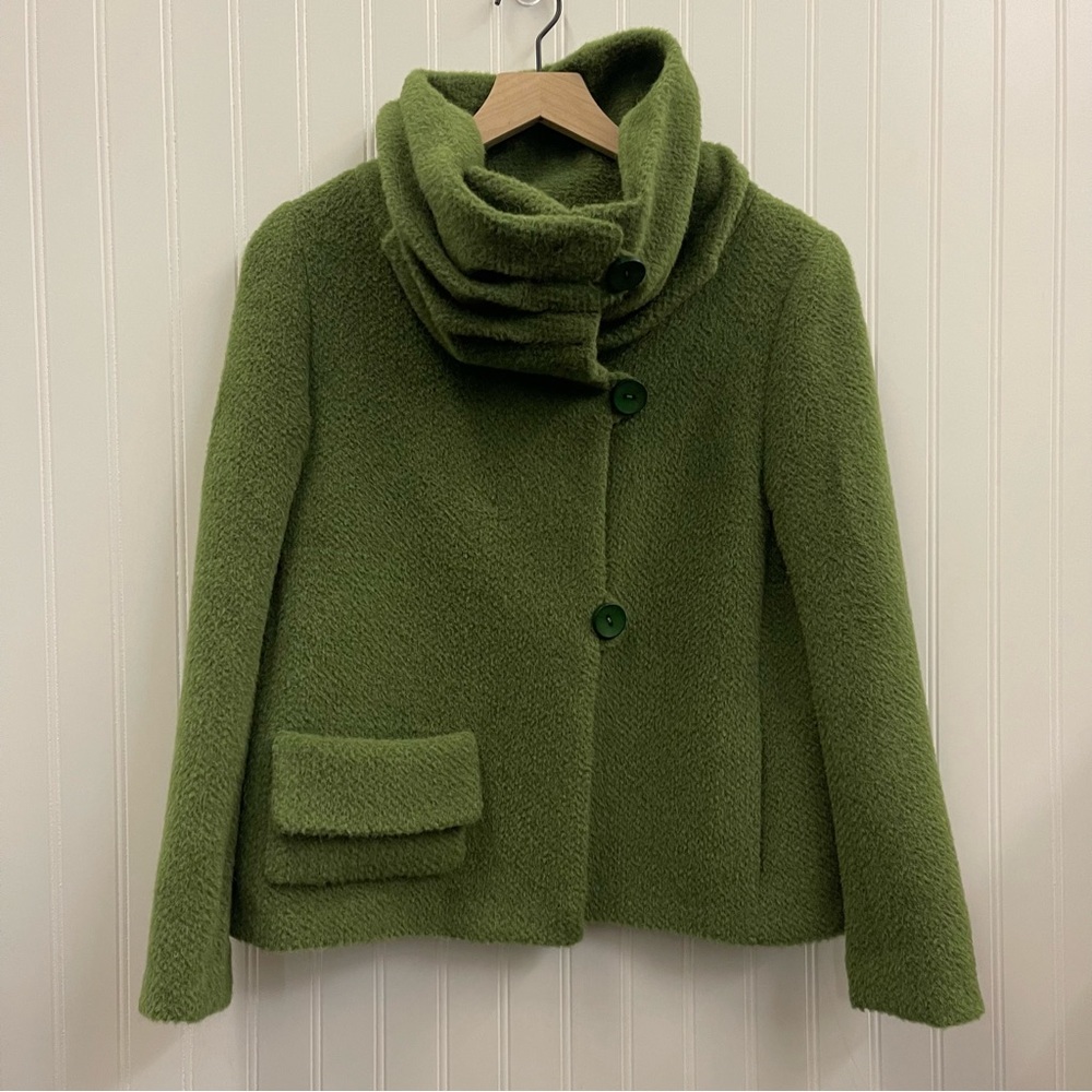 Itala Testino Apaca & Wool Blend Dramatic Cowl Neck Coat Sz S